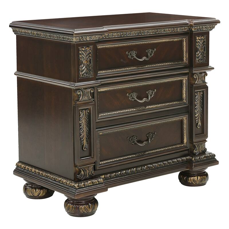 Nightstand of 3x Drawers Formal Style Bedroom Furniture