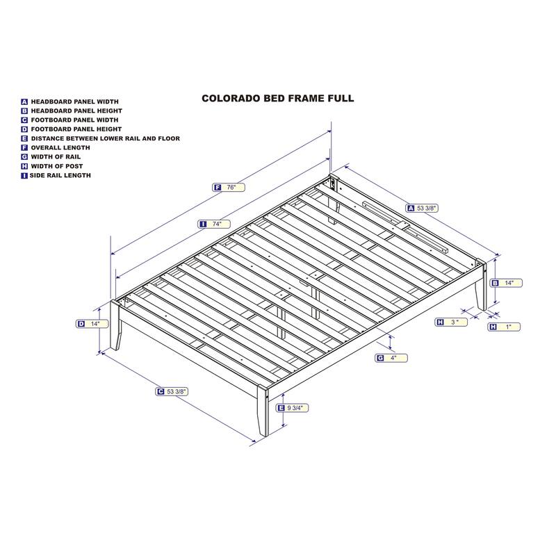 Full Size Bed Espresso Finish - Modern Bedroom Furniture, Strong Slat Support, Easy Assembly