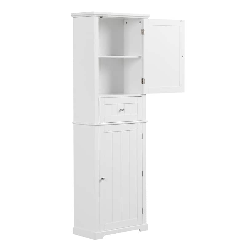 Roomfitters Tall Freestanding Bathroom Cabinet with Drawer, Adjustable Shelf and Smooth Painted MDF Finish