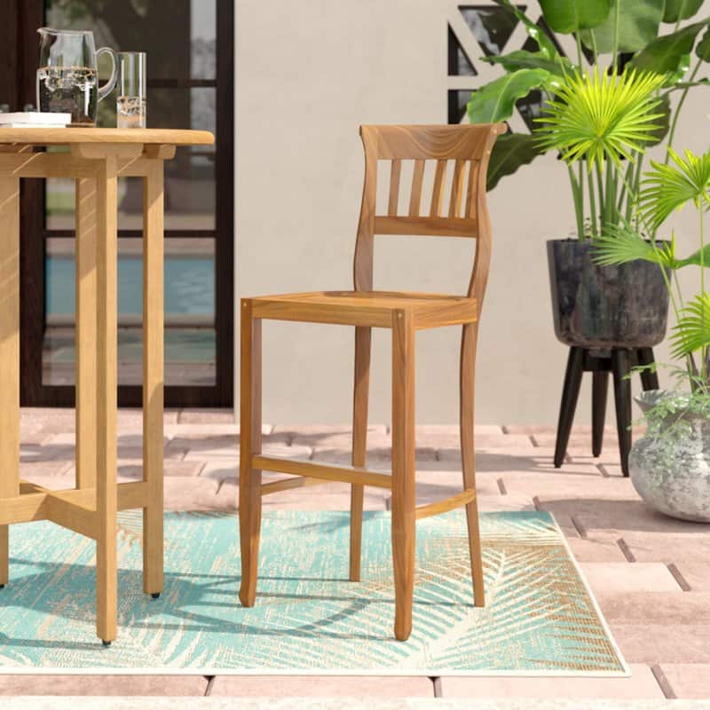 Chic Teak Amsterdam Teak Wood Indoor/ Outdoor Bar Stool Chair
