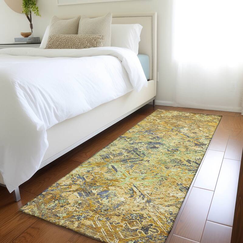 Machine Washable Indoor/ Outdoor Chantille Distressed Diamonds Rug