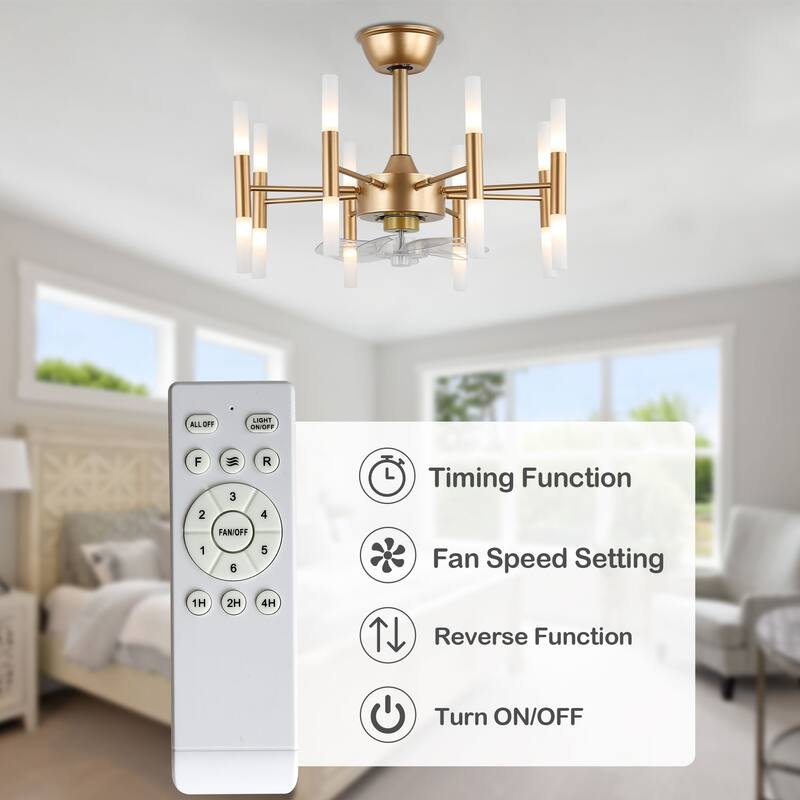 Oaks Aura Farrel 23 in.Indoor French Gold Luxury Ceiling Fan with Lights, 6-Speed Reversible Quiet DC Motor Ceiling Fan w/Remote