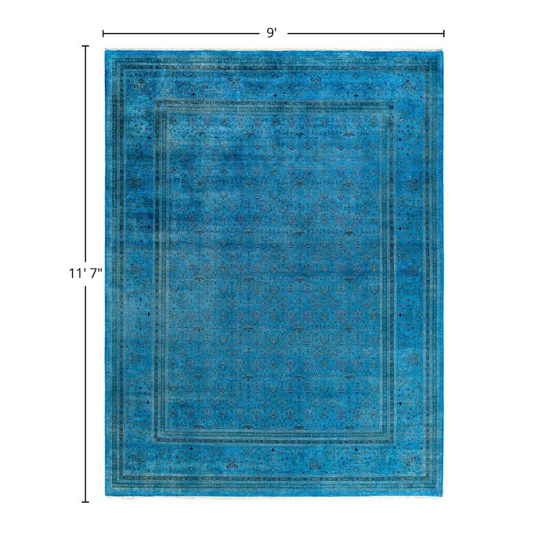 Fine Vibrance One-of-a-Kind Hand-Knotted Area Rug - Blue, 9' 0" x 11' 7" - 9' 0" x 11' 7"