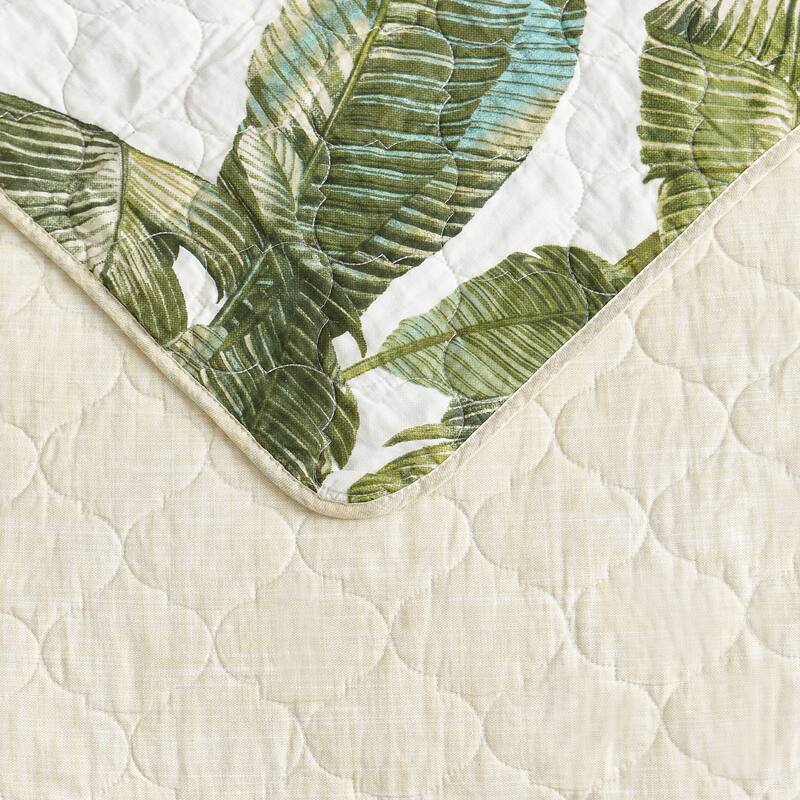 Tommy Bahama Fiesta Palms Green Cotton Reversible Quilt Set