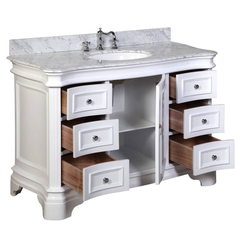 KitchenBathCollection Katherine 48" Bathroom Vanity with Carrara Marble Top
