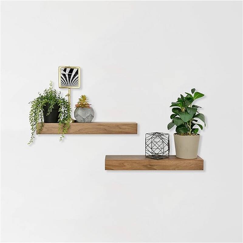 Natural Woodgrain Floating Shelves, 18 Inch x 4 Inch, Set of 2, 18 x 4 - 4"D x 18"W x 2"H - Walnut