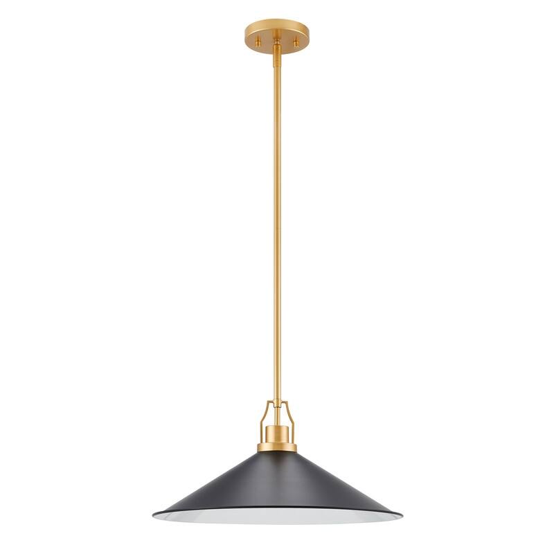 KAWOTI H52.5" Black & Gold Contemporary Pendant Light - W17" x H8"