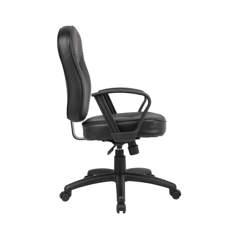 Sera Executive Office Task Chair, Loop Arms, Mid Back Black LeatherPlus