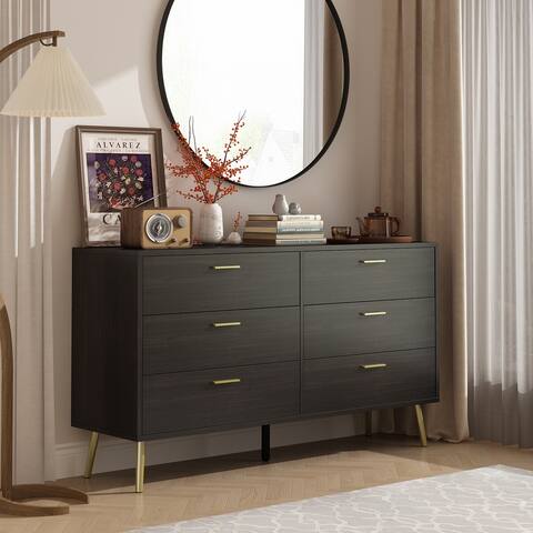 FUFU&GAGA Modern Double 6-Drawer Dresser Chest Of Drawers Cabinet