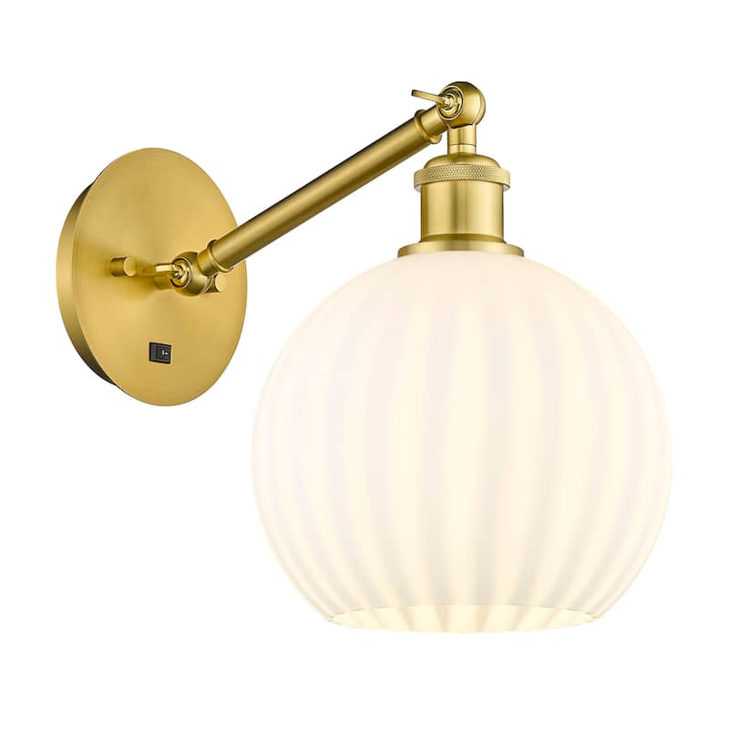 Innovations Lighting 317-1W-10-8 White Venetian Sconce White Venetian - Satin Gold