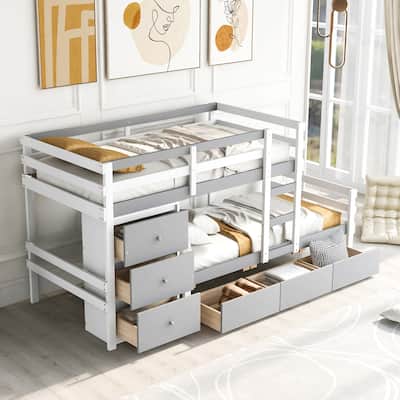 Twin Loft Bunk Bed - Drawers & Ladder, Win Over Design