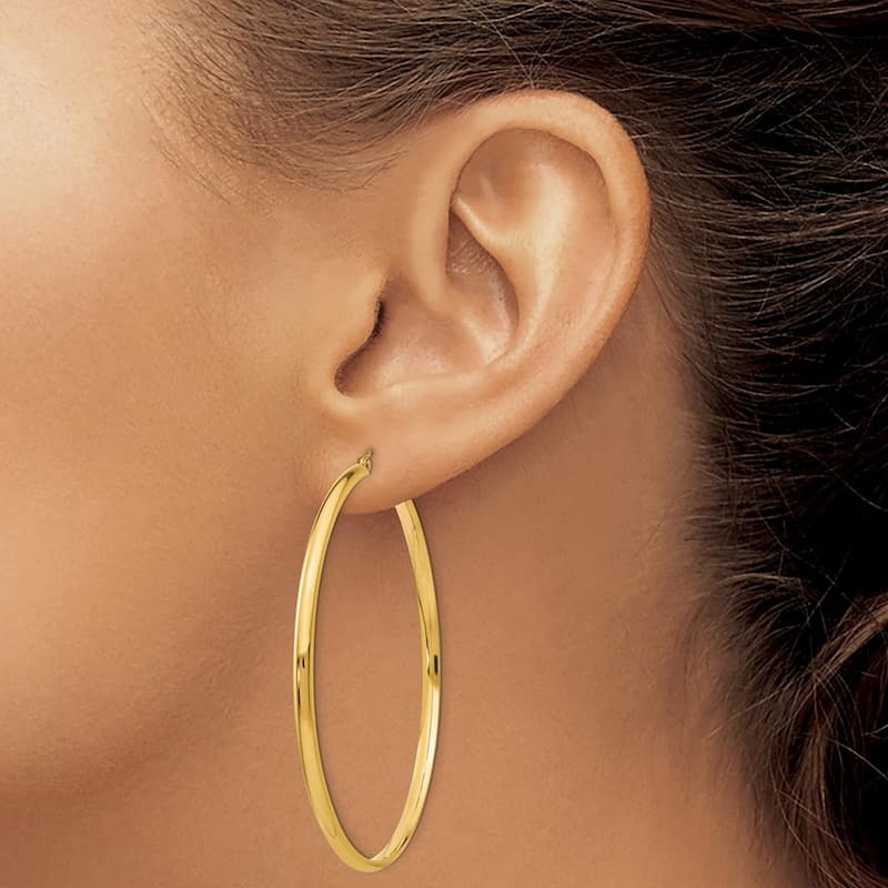 Curata 14k Yellow Gold 2.75x59mm Polished Hoop Earrings