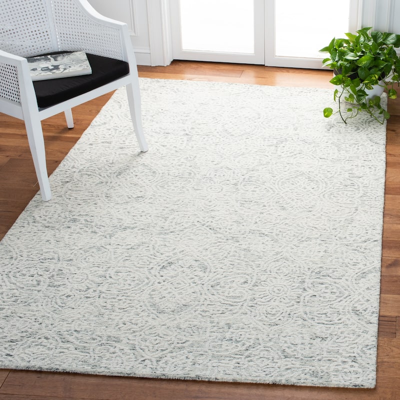 SAFAVIEH Handmade Metro Lorenzina French Country Wool Rug - 3' x 5' - Dark Grey/Ivory - Rectangle