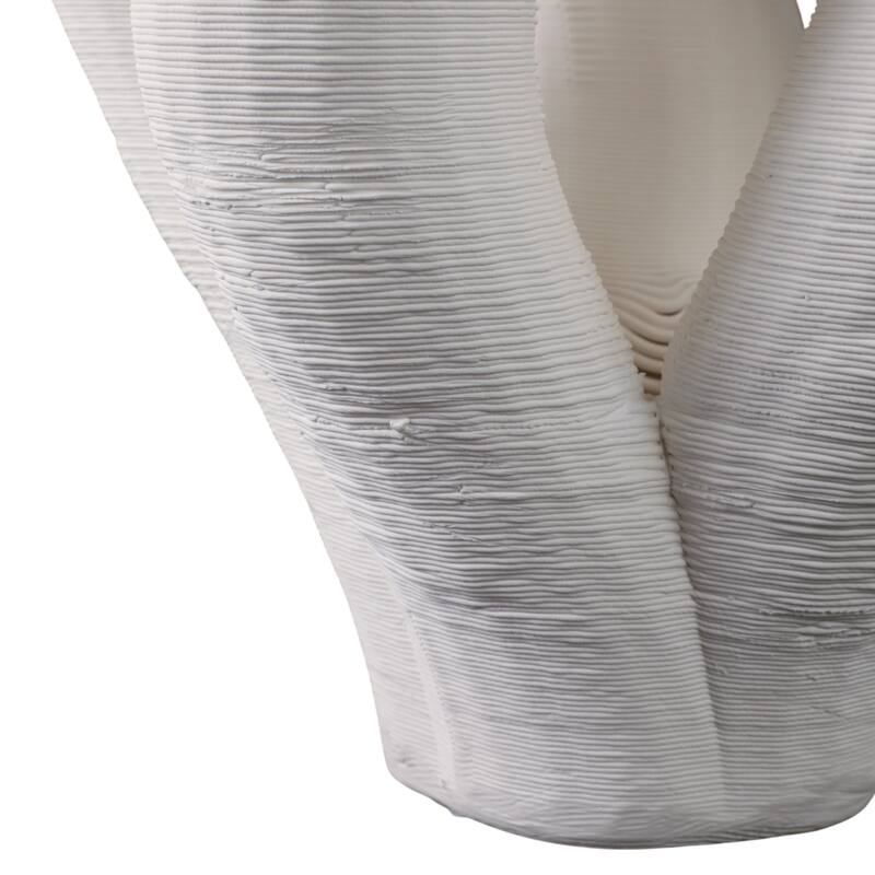 Porcelain Vase Decorative Centerpiece Unique Modern Design - 12" Ivory