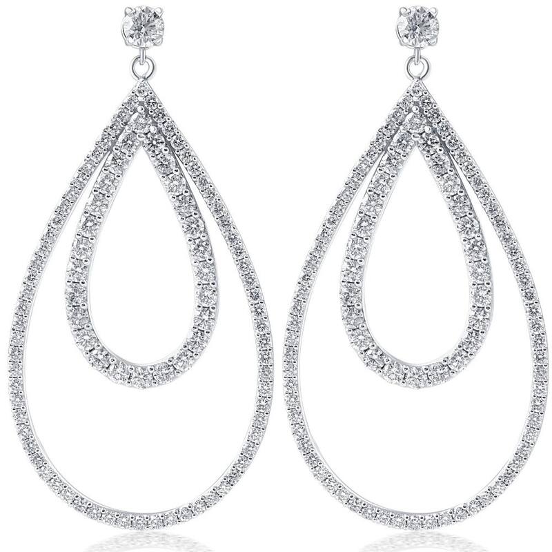 Bliss Diamond 5 Ct Pear Shape Dangle Lab Grown Diamond Large Earrings White Gold 2" Tall - White