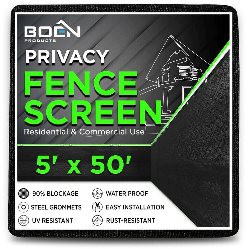 Boen Privacy Netting Black 5' x 50', w/ Reinforced Grommets - Black