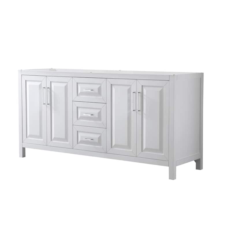 Wyndham Collection Daria 71" Double Free Standing Vanity Cabinet Only - White / Polished Chrome Hardware
