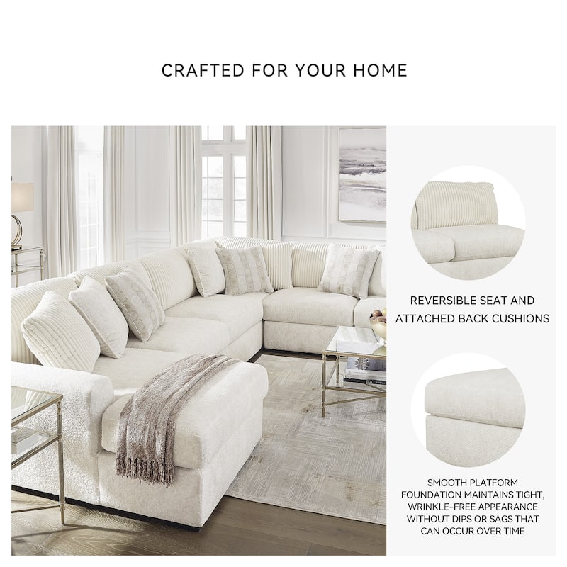 Signature Design by Ashley Chessington Ivory 4-Piece Sectional with Chaise - 152"W x 106"D x 40"H