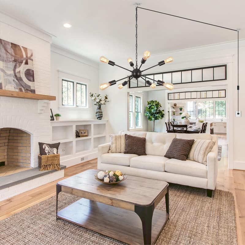 8-Light 23.54 in. Sputnik Chandelier for Living Room with Plug in Cord