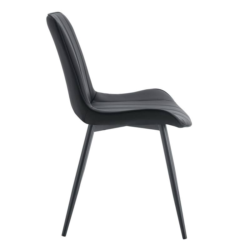 Four Pieces Extended Seat Cushion PU Dining Chair Set with Metal Leg