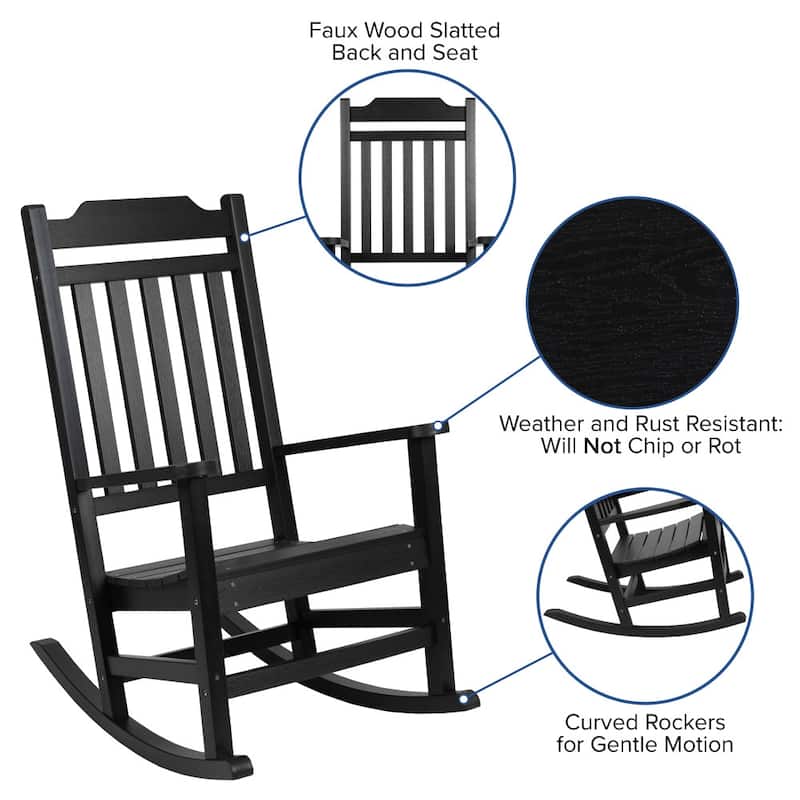 2 Pack All-Weather Faux Wood Rocking Chair - Patio and Yard Furniture