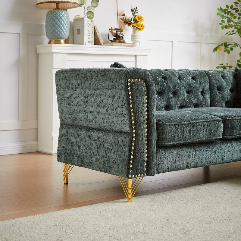 81.5'' Chenille L-Shaped 5-Seat Sectional Sofa with 3 Cushions, Stylish Corner Couch for Living Room or Bedroom