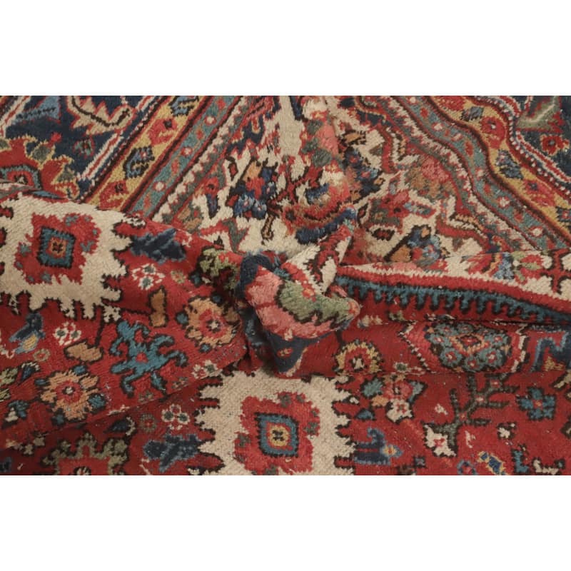 Hand Knotted Oriental 100% Wool Carpet Traditional Floral Red Mahal Area Rug - 12' 0'' X 8' 11''