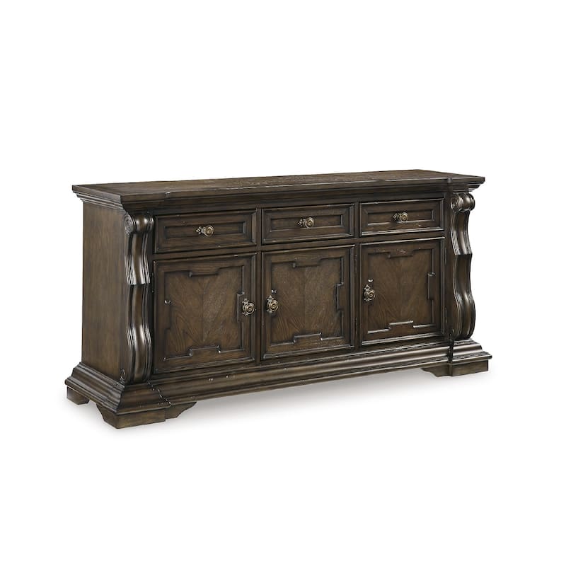 Signature Design by Ashley Maylee Dark Brown Dining Buffet - 71.63" W x 20.75" D x 34.38" H