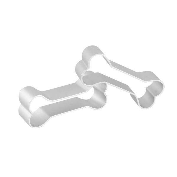 slide 1 of 1, Holiday Dog Bone Shaped Biscuit Cake Cookie Cutter Mold Mould 2Pcs - Silver - 2.6" x 0.98" x 0.67" (L*Max.W*H)