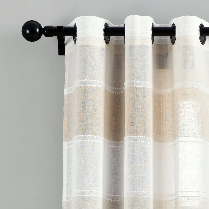 The Gray Barn Done Roamin Textured Stripe Sheer Window Curtain Panel Pair - 84" x 38" - 84" x 38"