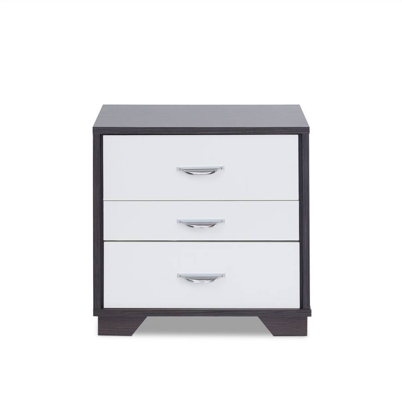 Contemporary White & Black Finish Accent Table with Three Drawers