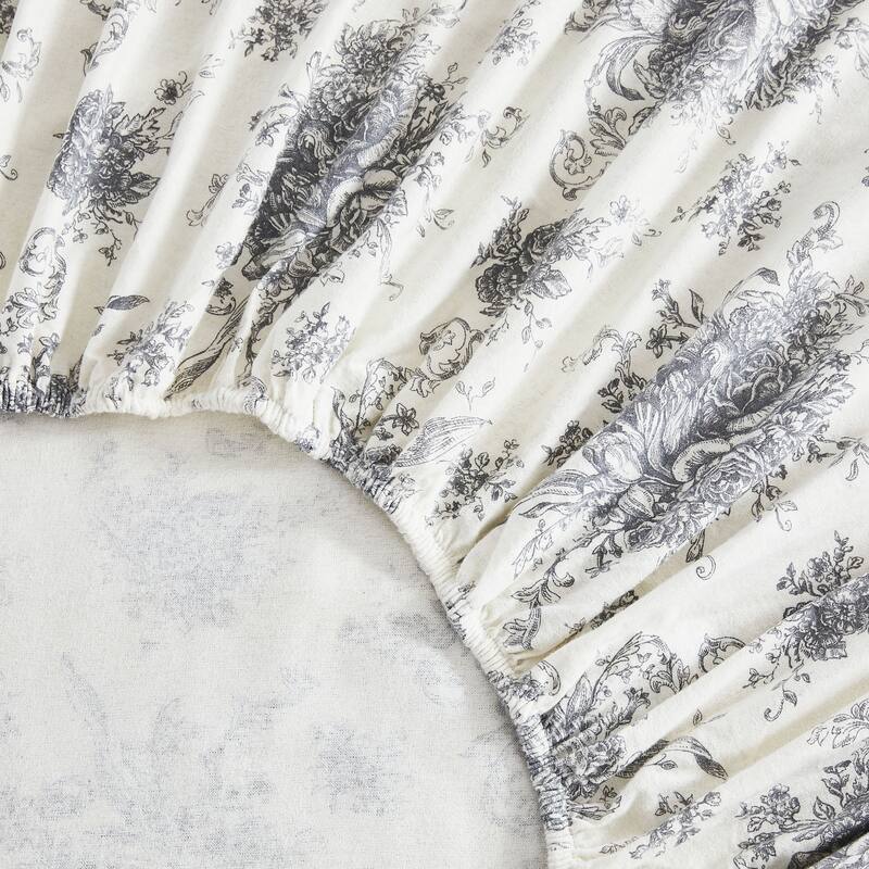 Cotton Flannel Collection Gray Toile Sheet Set