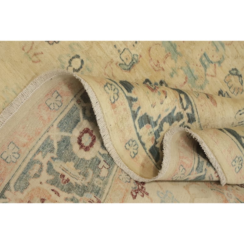Hand Knotted Traditional Wool Beige Geometric Area Rug - 9' 9'' X 8' 3''
