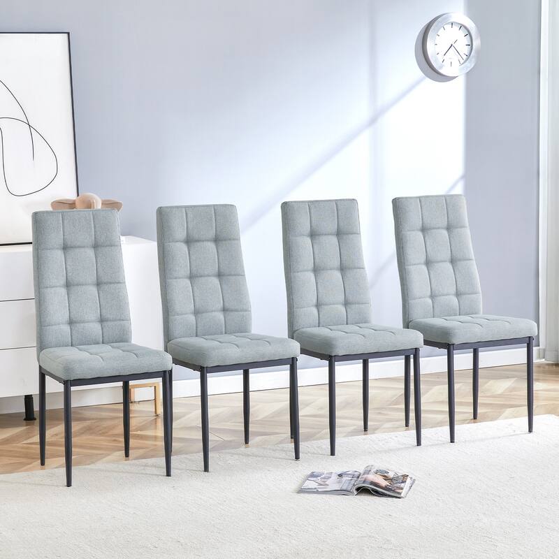 Modern Linen Tufted Dining Chairs Fabric Dining Chairs with Upholstered Seats, for Dining Rooms, Set of 4 - Grey