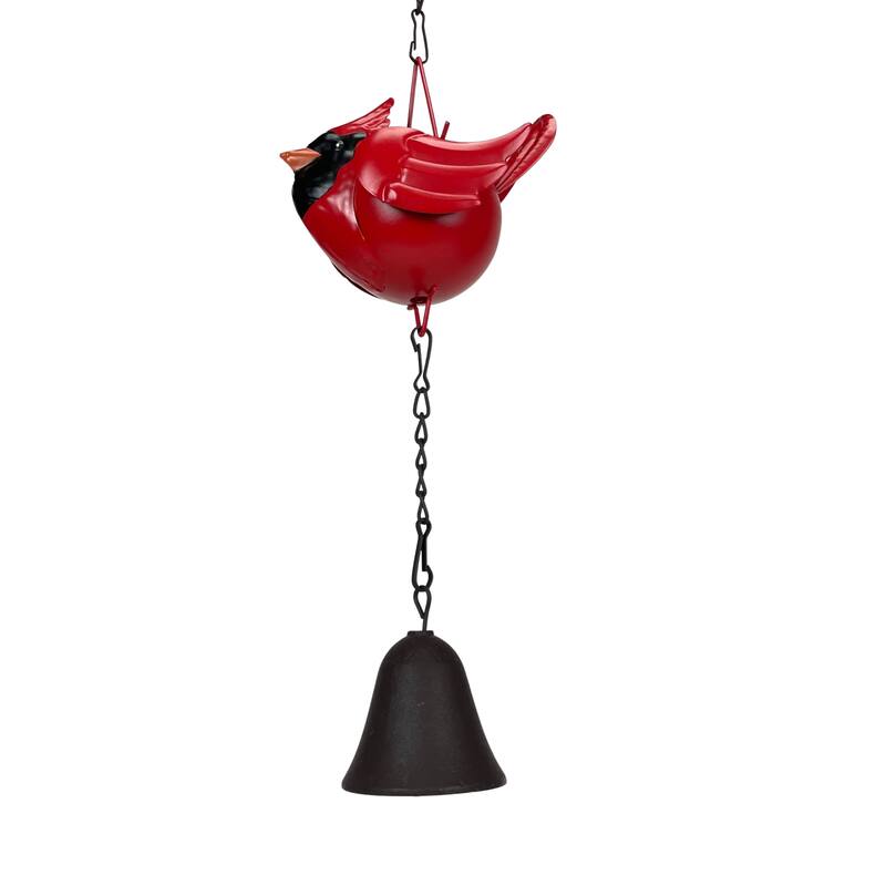 85-Inch Metal Rain Chain - 7 Red Cardinal Birds - Weighted Bell - - 4 X 85 X 5.5 inches