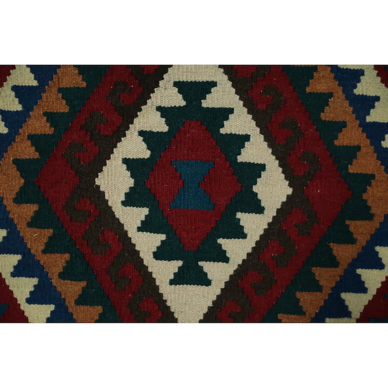 Hand Woven Oriental 100% Wool Carpet Southwestern Tribal Green Kilim Area Rug - 10' 2'' X 8' 5''