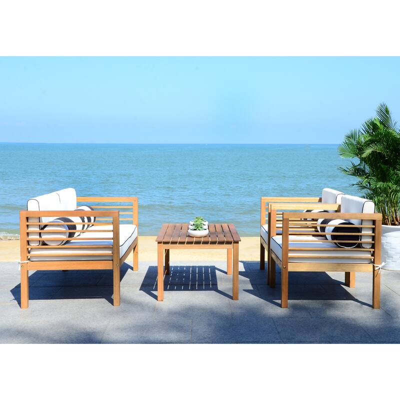 SAFAVIEH Outdoor Yoselin 4-Piece Set with Accent Pillow - 51W x 26D x 26H