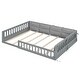 preview thumbnail 4 of 10, Full Size Wood Platform Bed with Guardrail and Pillow