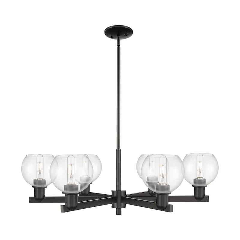 Innovations Lighting Endless Possibilities Arcadia - Athens - 6 Light 36" Stem Hung Chandelier - Clear/Matte Black