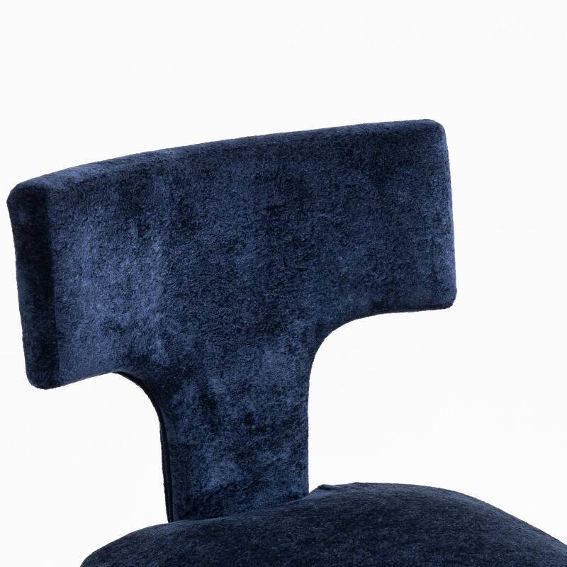 Linen Upholstered Dining Chairs Set of 2, Ergonomic Armless Side Chairs, Kitchen Chairs with Curved Back & Hardwood Frame