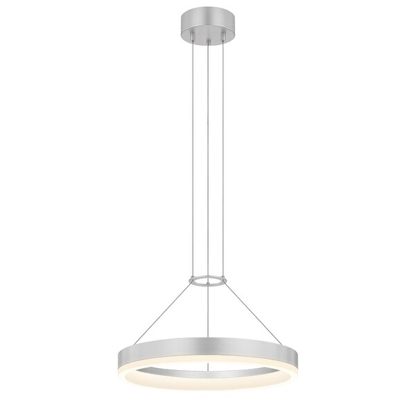 Sonneman Lighting Corona 16-inch LED Bright Satin Aluminum Ring Pendant, Frosted Shade. Opens flyout.