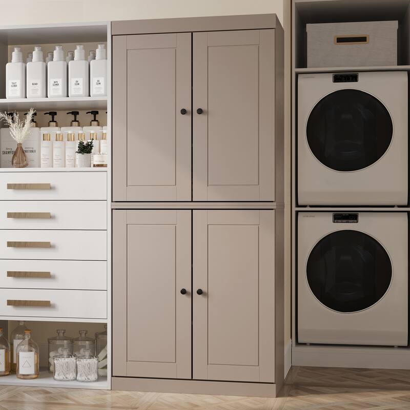 Palace Imports 100% Solid Wood Bathroom & Laundry Storage Cabinet, Raised Panel Doors, Adjustable Shelves, 32" Wide, 71.5" Tall