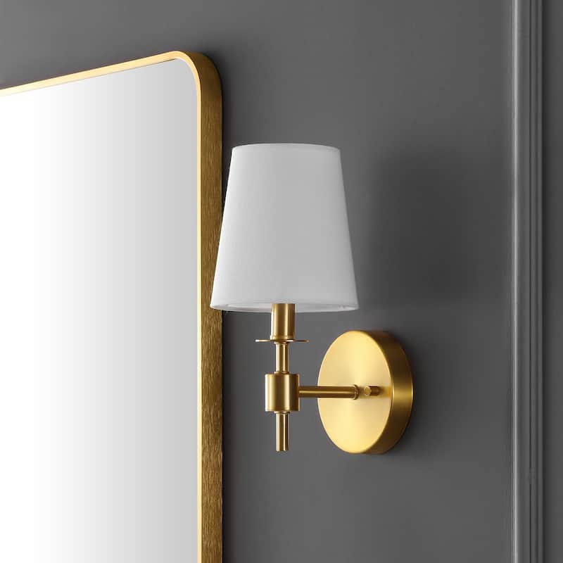 SAFAVIEH Lighting Dalany 7-inch Fabric Shade Wall Sconce with Bulbs (Set of 2) - 7 in. W x 5.5 in. D x 11 in. H