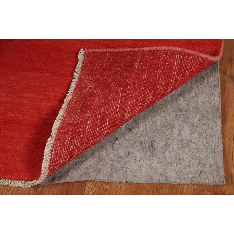 Modern Red Gabbeh Oriental Rug Hand-Knotted Wool Carpet - 3'1" x 4'10"