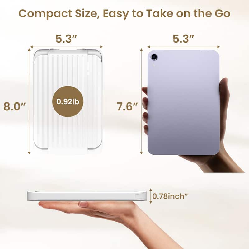 Foldable Portable LED Makeup Mirror with 5X Magnification and Adjustable Brightness - 8"L x 5.3"W