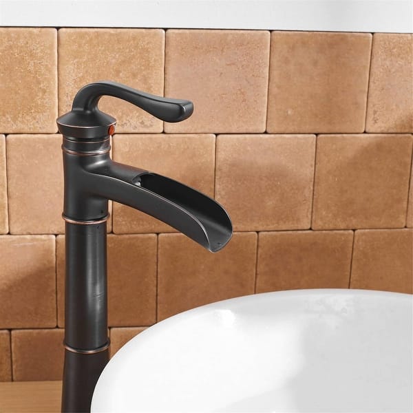 Antique Brass Bathroom Basin Sink Faucet Waterfall Single Handle Mixer Taps