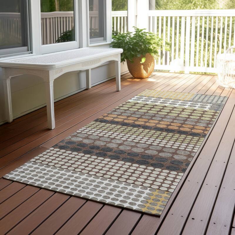 Machine Washable Indoor/ Outdoor Casual Dotty Chantille Rug - Taupe - 2'3" x 7'6"