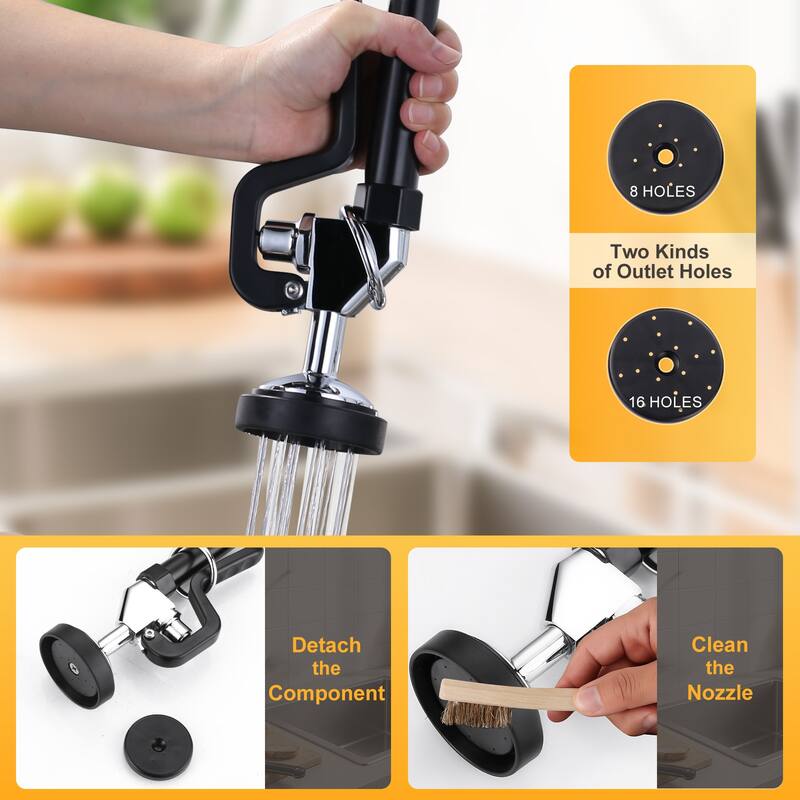 WOWOW Pull Down Sprayer Commeicial Faucet with Pre-Rinse Sprayer