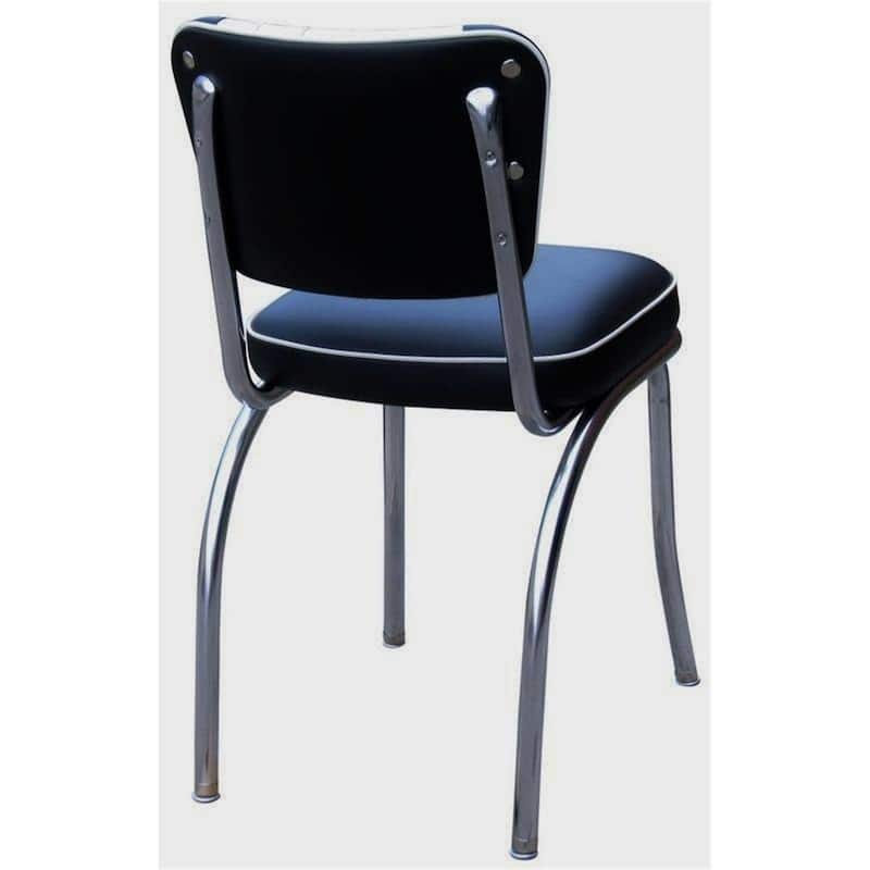 Diner Chair Retro Style Chrome Frame Vinyl Seat - Black White - Restaurant Kitchen Bar - 31.5