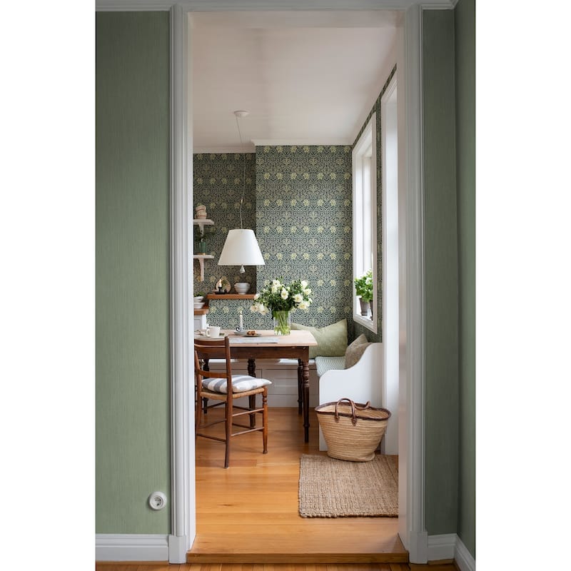 Oxford Union Sea Green Floral Vines Wallpaper